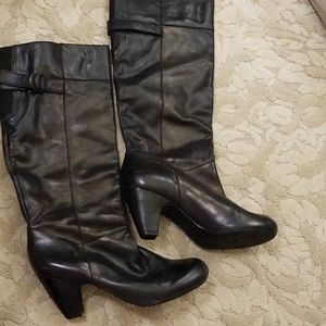 Leather Tall Heeled Class Dress Boots